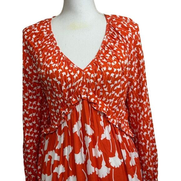 DVF for Target red/white floral maxidress, medium, colorful, bohemian, vacation - Picture 4 of 6